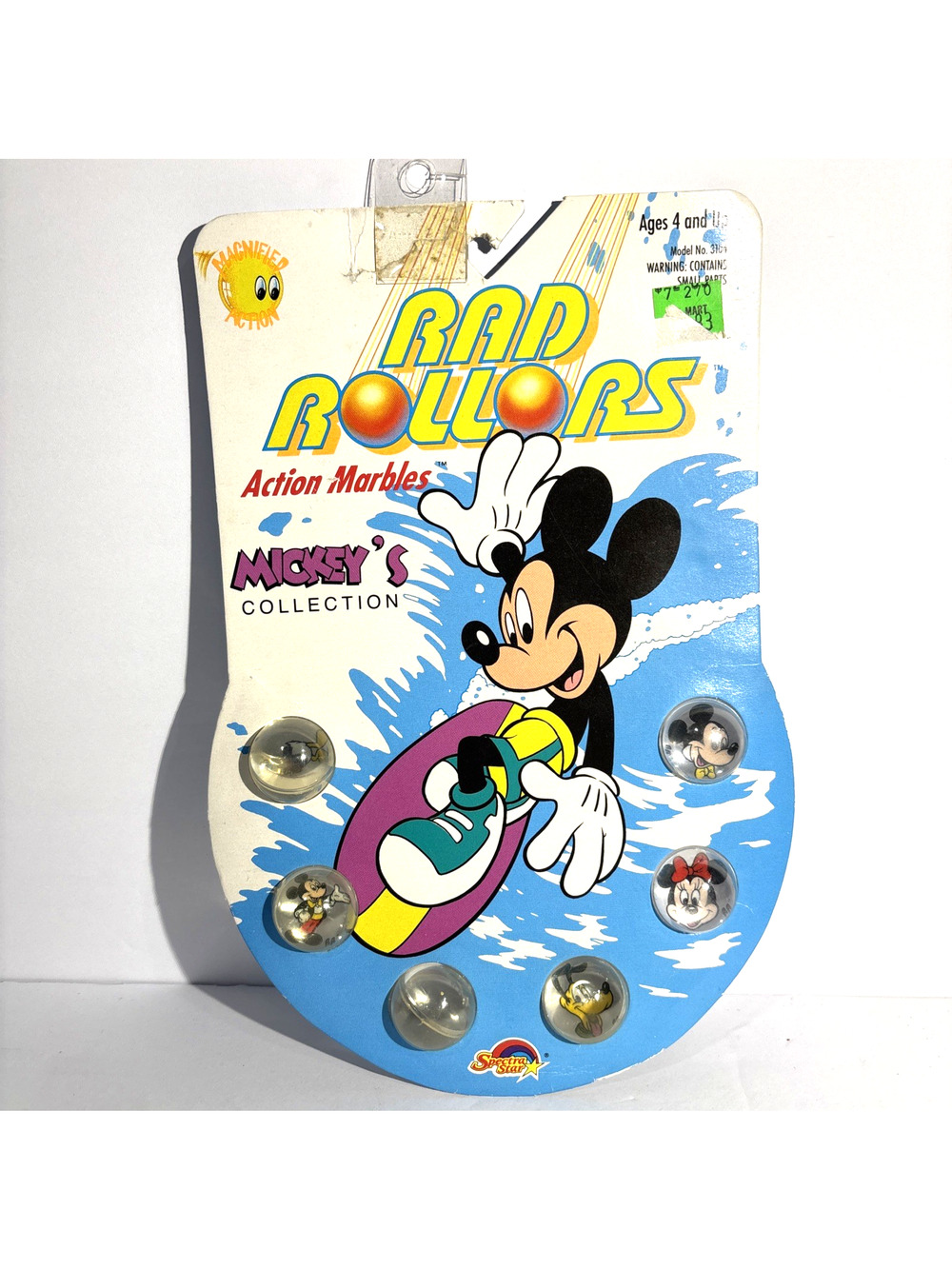 Vintage 1990 Mickey Mouse Rad Rollers Action Marbles Disney Spectra Star NOS